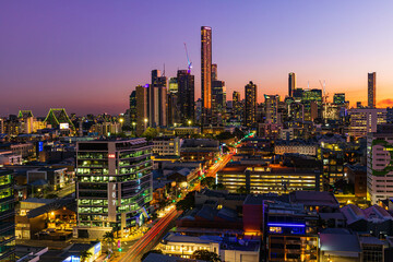 Wall Mural - Sunset over Brisbane City, Queensland, Australia	