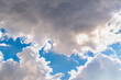 large volumetric light-transmitting clouds with gaps in the blue sky