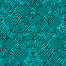 Embossed 3d Vector Seamless Pattern. Greek Emboss Background. Geometric Textured Repeat Backdrop. Surface Modern Relief 3d Ornaments With Embossing Effect. Greek Key, Meanders, Lines, Mazes, Shapes