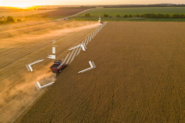 Aufkleber - Autonomous harvester on the field. Digital transformation in agriculture	
