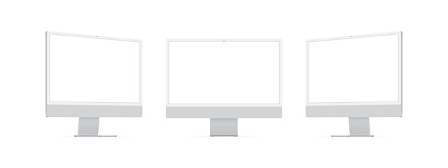 Computer Monitors With Blank Screens Isolated on White Background. Mockup to Showcase Website Design Projects. Vector Illustration