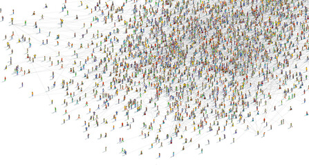 Top view of many different connected people - 3d illustration