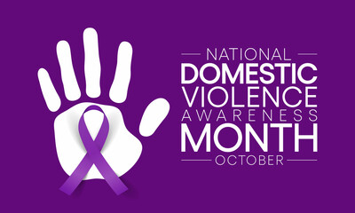 Wall Mural - Domestic Violence awareness month (DVAM) is observed every year in October, to acknowledge domestic violence survivors and be a voice for its victims. Vector illustration