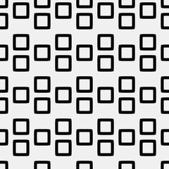Poster - Black empty squares. Vector empty shapes ornament. Seamless squares pattern.