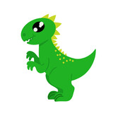 Fototapeta Dinusie - Cute green dinosaur. Design element isolated on white background. Vector illustration for the design of various clothing accessories sites