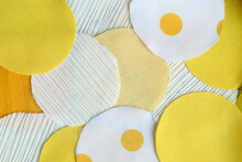 Many Circle Yellow And White Rag Fabric For Background