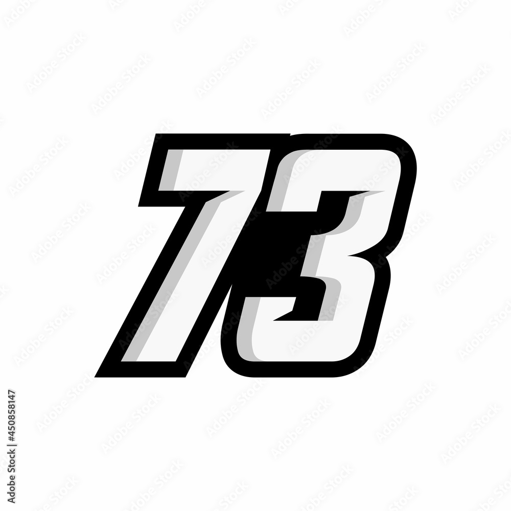 Racing number 73 logo on white background Stock Vector | Adobe Stock