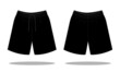 Blank Black Soccer Short Pants Template On White Background.Front and Back View, Vector File