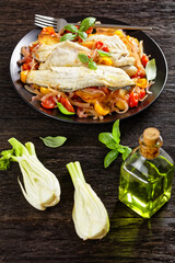 Poster - Acqua Pazza, italian poached fish, top view