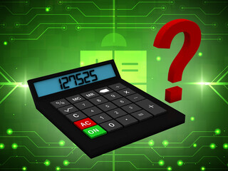 Poster - 3d rendering calculator with question mark
