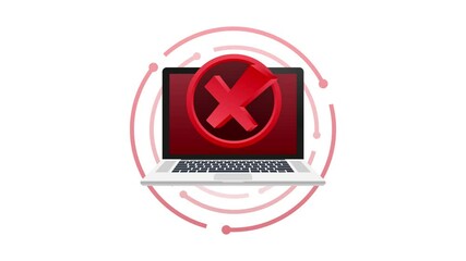Poster - Laptop with checkmark or tick notification in bubble. rejected choice. Accept or rejected checkmark. Motion graphics.