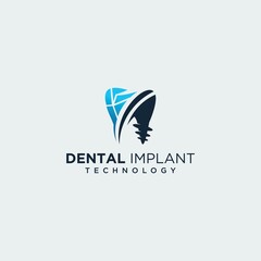 Dental implant clinic technology logo design vector dental implant logo modern dental logo icon