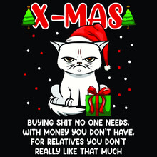 Angry Cat Christmas Art Vector Design Illustration Print Poster Wall Art Canvas