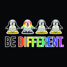 Be Different Lgbt Penguin Gay Pride Csd Art Vector Design Illustration Print Poster Wall Art Canvas