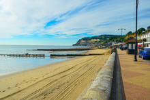 Promenade And Sandy Beach During Summer Time At Shanklin Beach On The Isle Of Wight, UK.