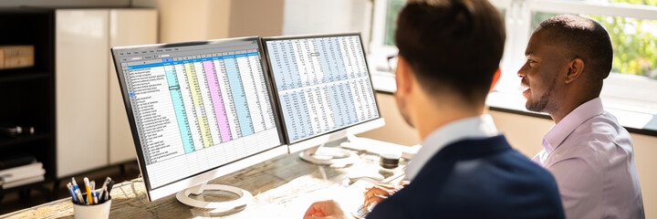 Poster - Spreadsheet Data On Computer Monitor