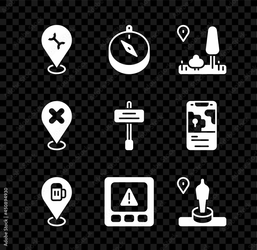 Set Car service, Compass, City map navigation, Alcohol or beer bar ...