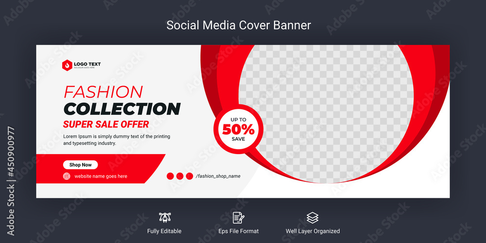 Fashion sale social media Facebook cover banner template Stock Vector ...