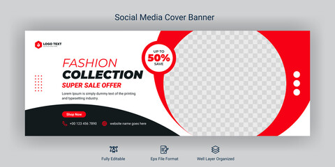 Wall Mural - fashion sale social media facebook cover banner template