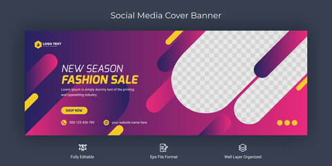 Fashion sale social media Facebook cover banner template	