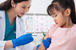 © View Stock - female doctor injection for little girl