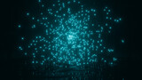 Fototapeta Pokój dzieciecy - Explosion of blue neon particles. Abstract 3D render