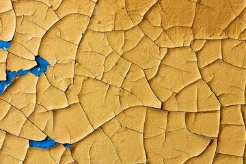 Poster - wall with blue paint in the cracks. background for design. grunge texture