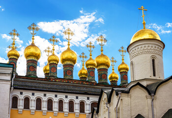 Sticker - Golden domes of cathedrals in Moscow Kremlin, Russia