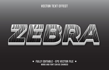 Wall Mural - editable text effect gradient style animal zebra skin pattern and black white color