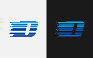 Poster - Initial Letter D Logo Design with Digital Tech Concept.