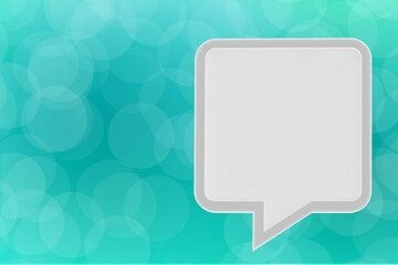 Poster - Square dialog box. Dialog box on turquoise background. Light speech bubbles. Speech bubbles with copy space. Three-dimensional speech bubbles. Dialogue cloud with place for text. 3d visualization