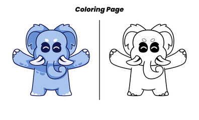 Wall Mural - cute elephant with coloring pages