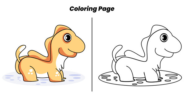 cute animals with coloring page 