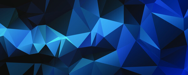 Abstract Blue Color Polygon Background Design, Abstract Geometric Origami Style With Gradient