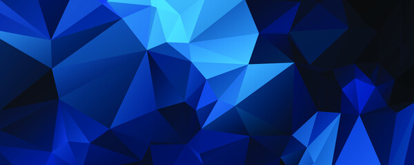 Abstract Blue Color Polygon Background Design, Abstract Geometric Origami Style With Gradient