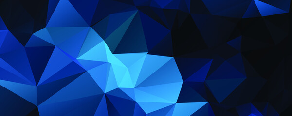 Abstract Blue Color Polygon Background Design, Abstract Geometric Origami Style With Gradient