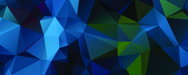 Abstract Blue Color Polygon Background Design, Abstract Geometric Origami Style With Gradient