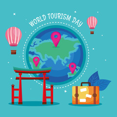 Wall Mural - world tourism day card