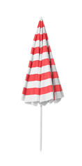 Sticker - Closed red striped beach umbrella isolated on white