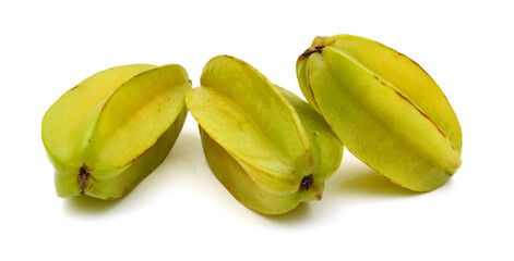 Wall Mural - Carambola fruit with slices isolated on white background