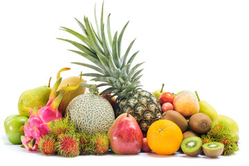 Wall Mural - Isolated group of fresh fruits organic for healthy