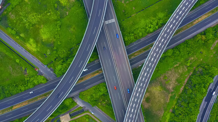 Leinwandbilder - 高速道路の空撮　ジャンクション