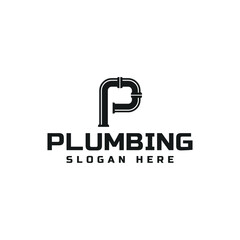 Wall Mural - letter p and plumbing logo, icon and vector