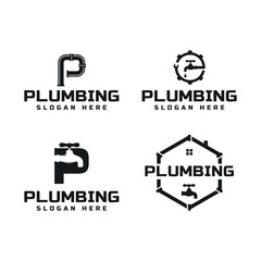 Wall Mural - letter p and plumbing logo, icon and vector