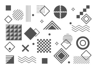 Wall Mural - set of linear bauhaus inspired graphic elements on white background. abstract elements, lines and bo