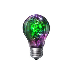 Wall Mural - Space galaxy in a light bulb. Isolated on a white background. Space energy concept. New strong ideas. Conservation of energy.