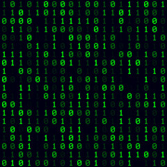 Poster - futuristic tech background. green filled binary background. small sized seamless pattern. radiant ve