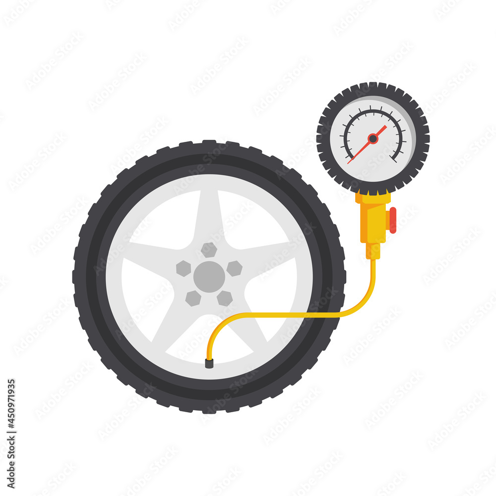 Vector de Stock Tire pressure gauge. Checking tire pressure. Gauge ...
