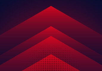 Wall Mural - Modern abstract background red and blue gradient arrow shape overlapping layer with halftone effect