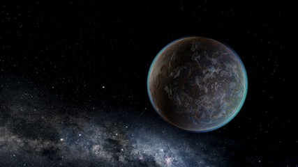 Wall Mural - super-earth planet, realistic exoplanet, planet suitable for colonization, earth-like planet in far 